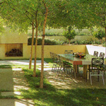 Shady Dining Table with Fireplace 