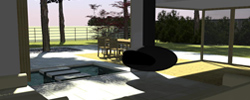 Contemporary Garden with Seating, deck and pond